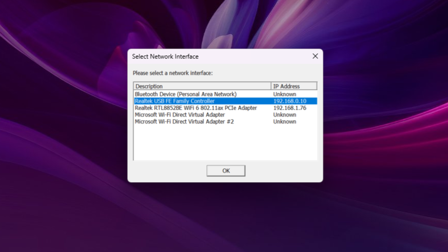 Select Network Interface